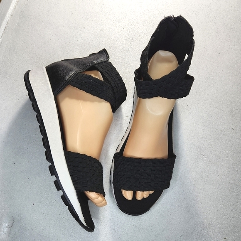Bernie Mev Holland Black Sporty Sandals Size 38 Womens